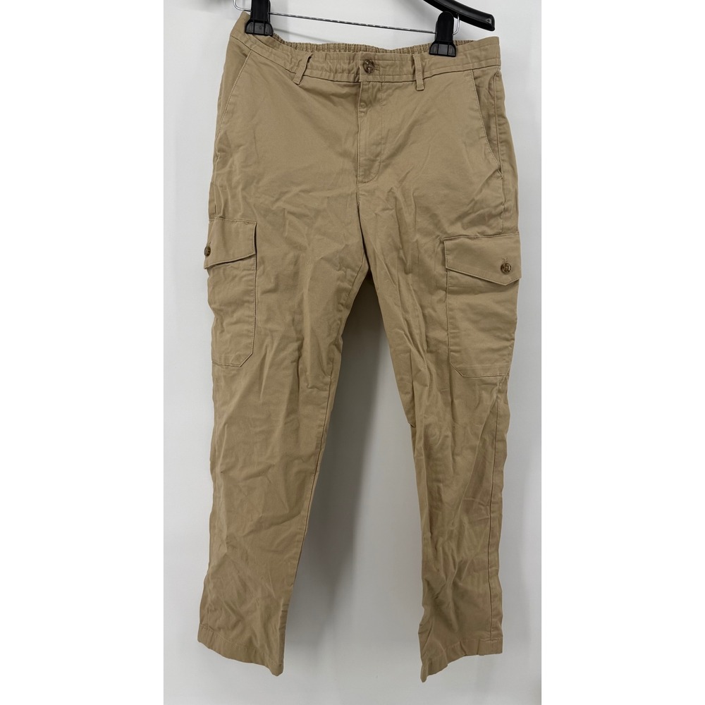 Michael Kors Men Khaki Cargo Pants Tan 32/30 CR3301W6W8 Elastic Waist Drawstring